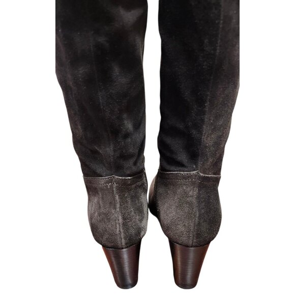 SAN FREDIANO Brown Suede Leather Knee High Heeled Boots US 7 Made In Italy - Picture 9 of 15